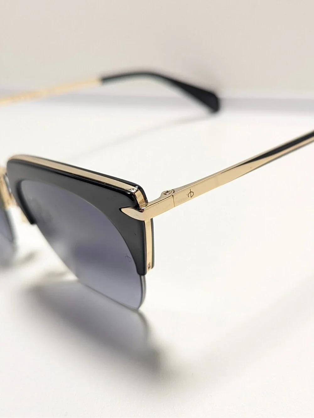 Rag & Bone RNB1007/S Gray UV Black Gold Browline Women's Sunglasses  51-21-145